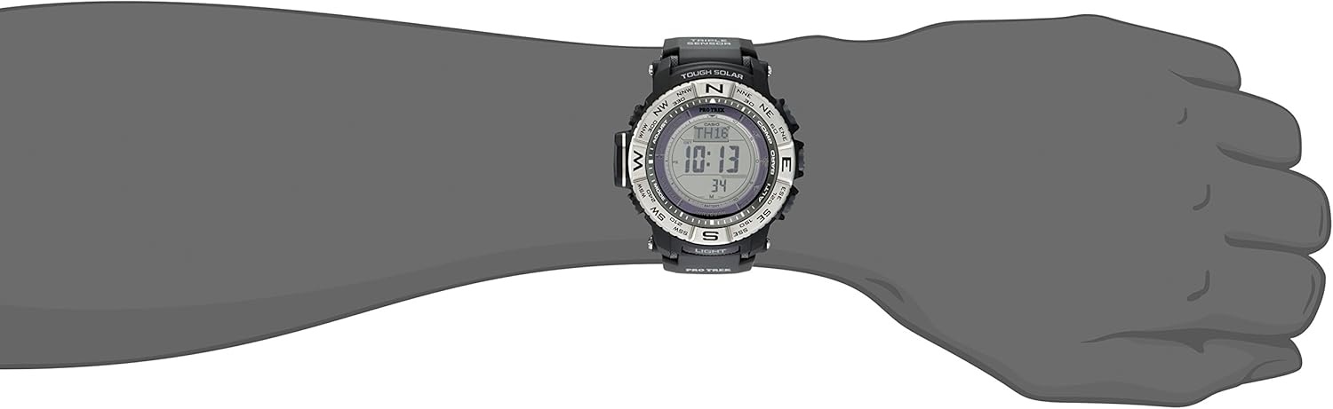 image:imageCasio PRW3500 Series Pro Trek 100M WR Compass AltBaroThermo Tough Solar Power Atomic Timekeeping 1100 SEC Stopwatch Countdown Timer World TimeBlack