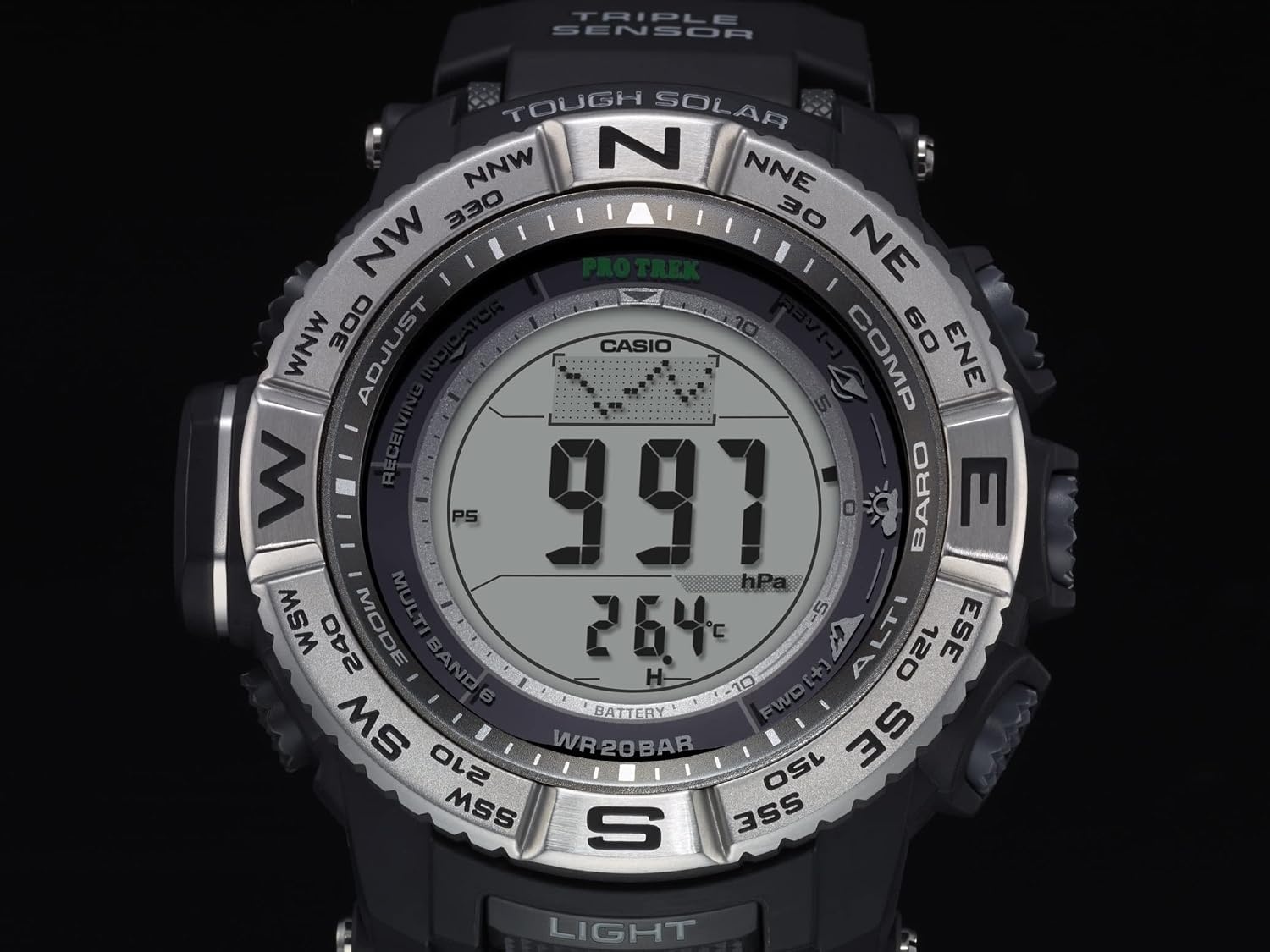 image:imageCasio PRW3500 Series Pro Trek 100M WR Compass AltBaroThermo Tough Solar Power Atomic Timekeeping 1100 SEC Stopwatch Countdown Timer World TimeBlack