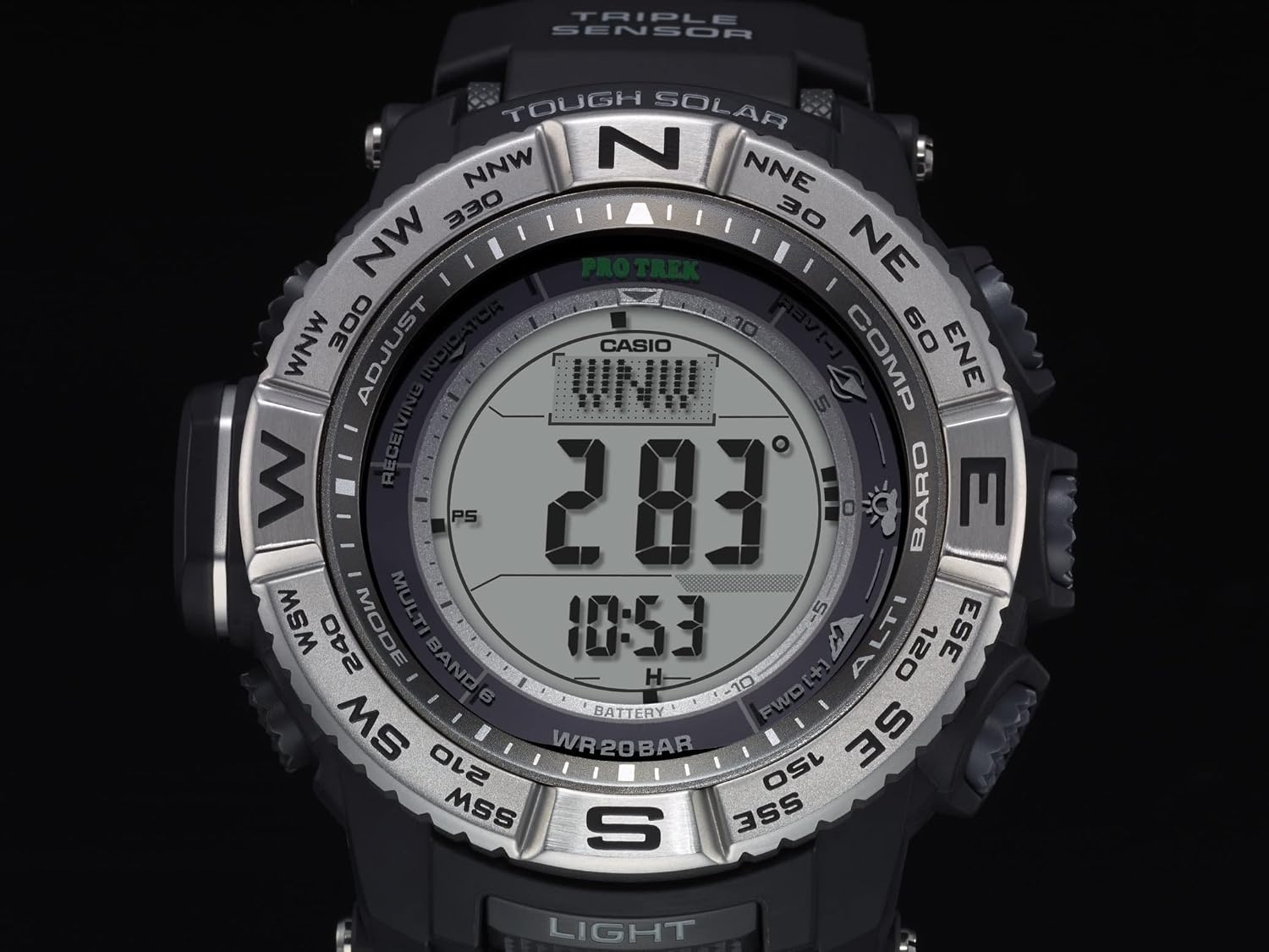 image:imageCasio PRW3500 Series Pro Trek 100M WR Compass AltBaroThermo Tough Solar Power Atomic Timekeeping 1100 SEC Stopwatch Countdown Timer World TimeBlack