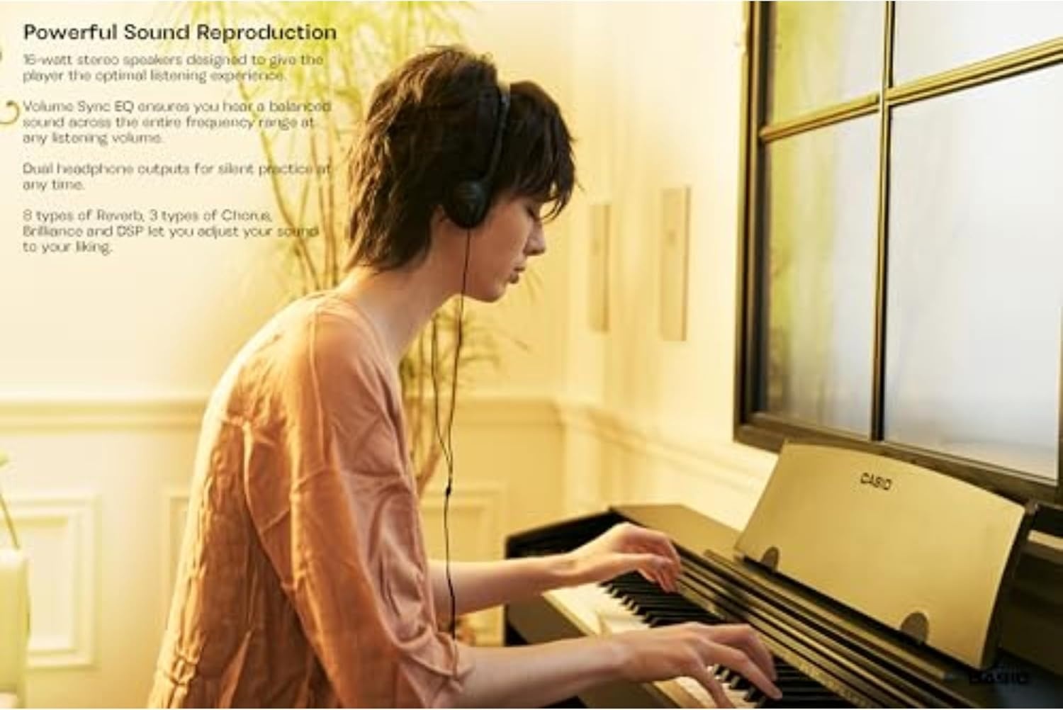 image:imageCasio Privia PX770 88Key Weighted Console Digital Piano TriSensor II Scaled Hammer Action Keys AiR Sound Source 19 Tones Concert Play 16W Stereo Speakers USBMIDI Elegant Brown CabinetBrown