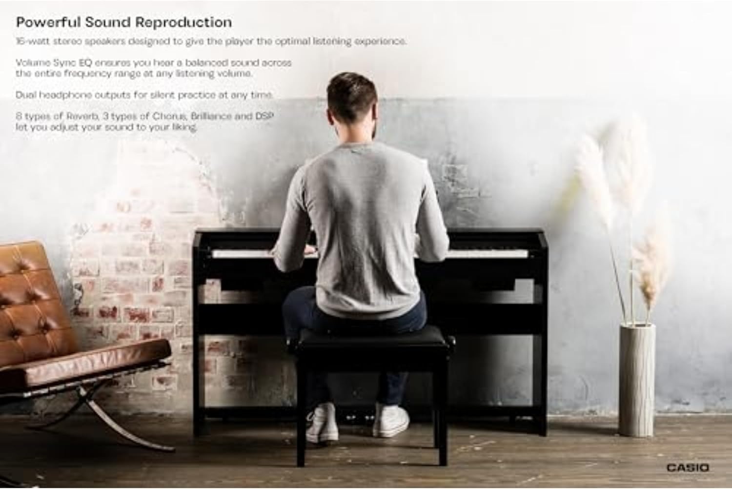 image:imageCasio Privia PX770 88Key Weighted Console Digital Piano TriSensor II Scaled Hammer Action Keys AiR Sound Source 19 Tones Concert Play 16W Stereo Speakers USBMIDI Elegant Brown CabinetBlack