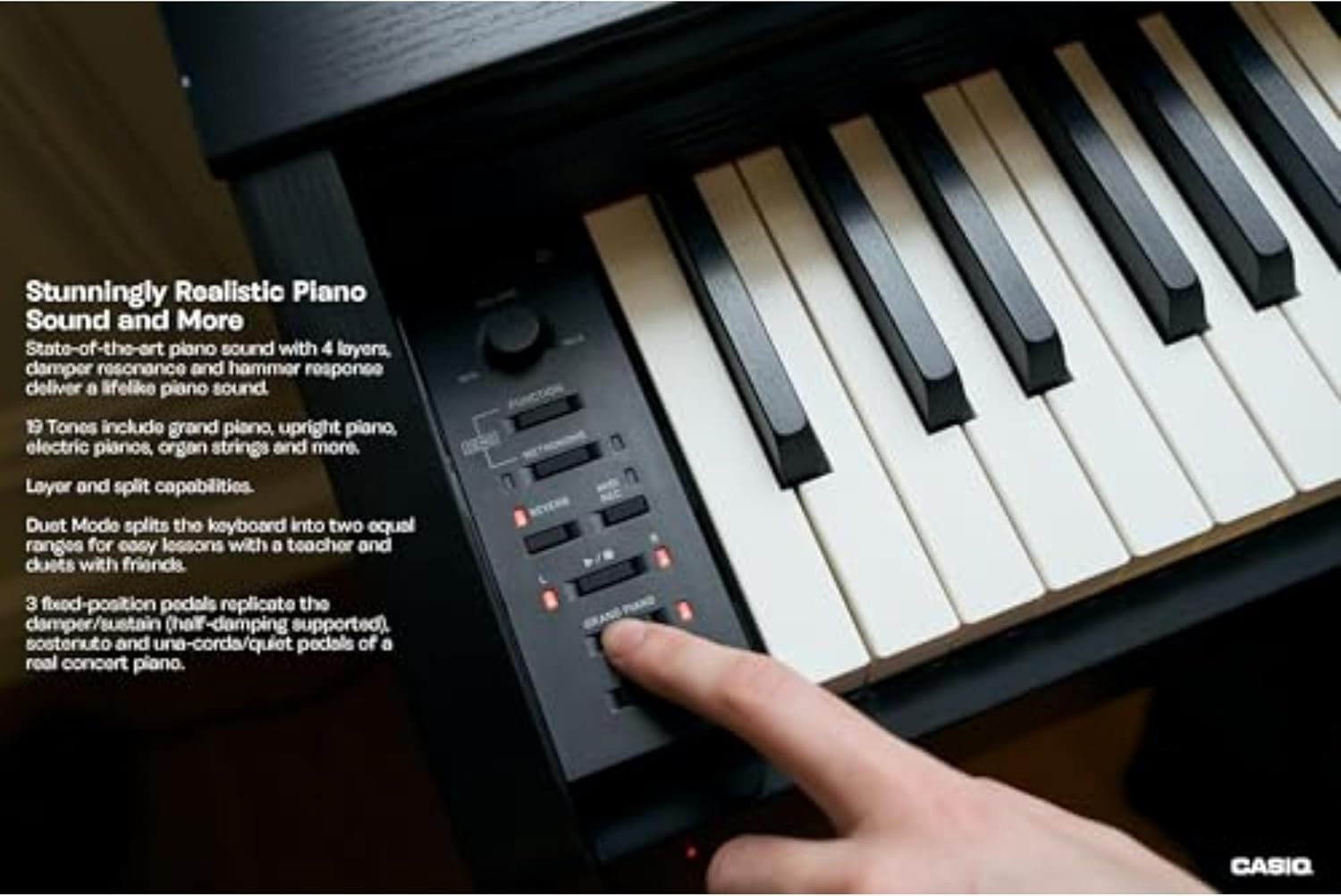 image:imageCasio Privia PX770 88Key Weighted Console Digital Piano TriSensor II Scaled Hammer Action Keys AiR Sound Source 19 Tones Concert Play 16W Stereo Speakers USBMIDI Elegant Brown CabinetBlack