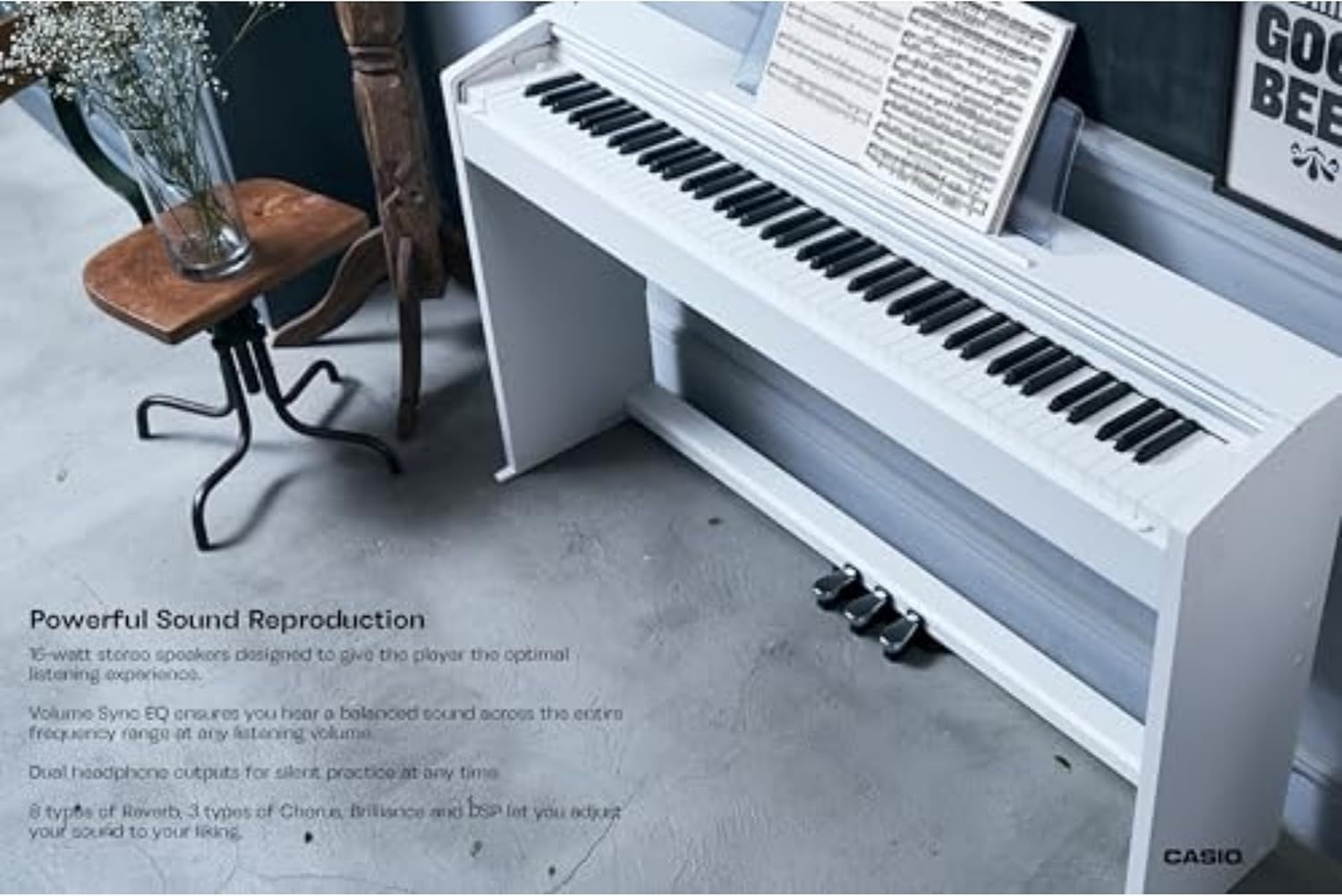 image:imageCasio Privia PX770 88Key Weighted Console Digital Piano TriSensor II Scaled Hammer Action Keys AiR Sound Source 19 Tones Concert Play 16W Stereo Speakers USBMIDI Elegant Brown CabinetWhite