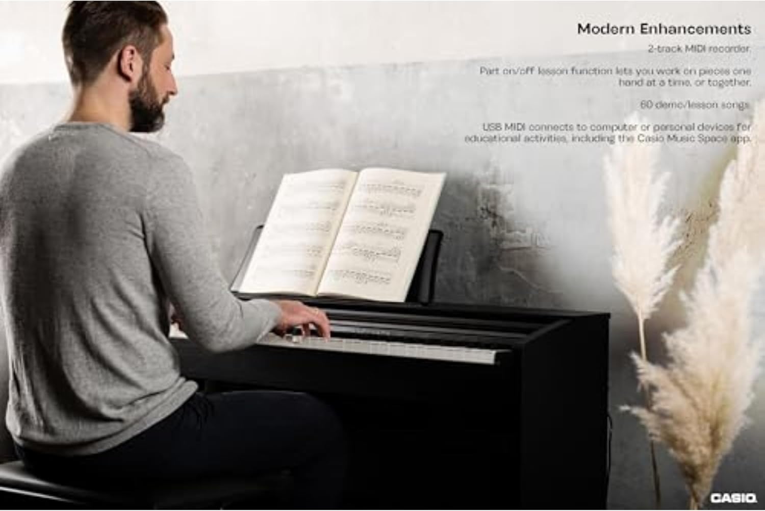 image:imageCasio Privia PX770 88Key Weighted Console Digital Piano TriSensor II Scaled Hammer Action Keys AiR Sound Source 19 Tones Concert Play 16W Stereo Speakers USBMIDI Elegant Brown CabinetBlack