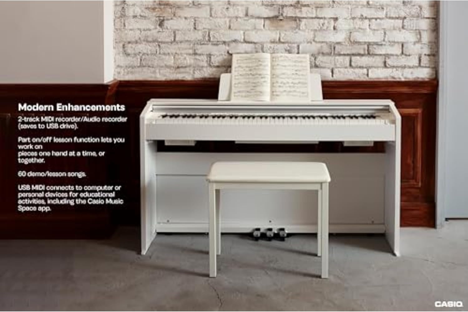 image:imageCasio Privia PX870 88Key Weighted Console Digital Piano TriSensor II Scaled Hammer Action Keys Elegant Design Powerful 40W 4Speaker Sound Concert Play USBMIDI WhiteWhite
