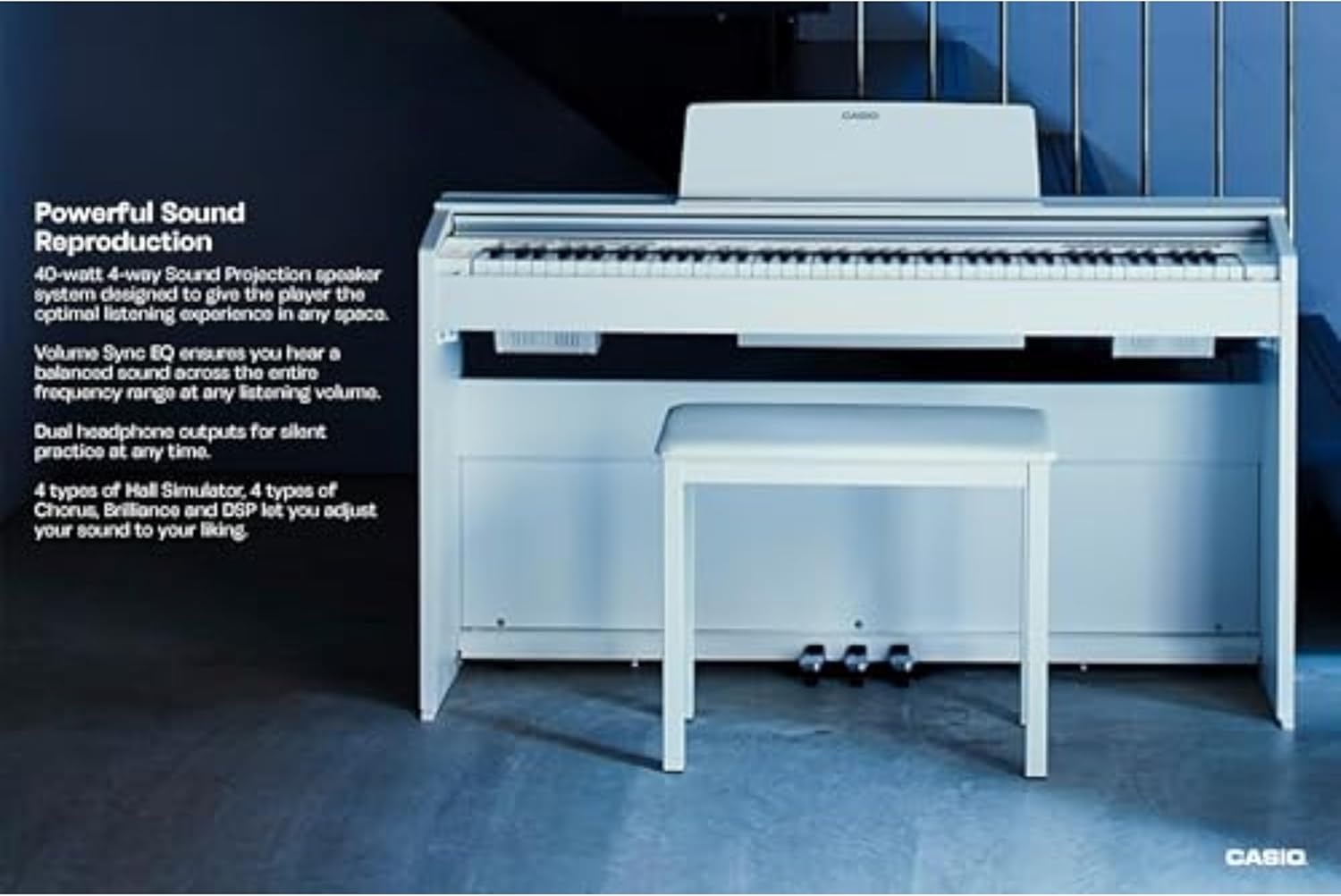 image:imageCasio Privia PX870 88Key Weighted Console Digital Piano TriSensor II Scaled Hammer Action Keys Elegant Design Powerful 40W 4Speaker Sound Concert Play USBMIDI WhiteWhite