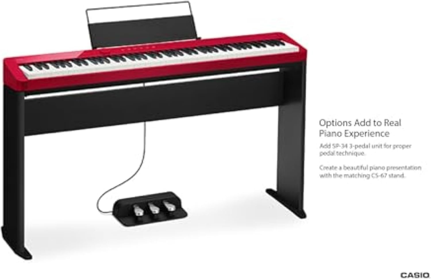 image:imageCasio Privia PXS1100 88Key TouchResponsive Weighted Digital Piano UltraPortable Superior Sound German Grand Tone Bluetooth Casio Music Space App Gloss Black FinishRed