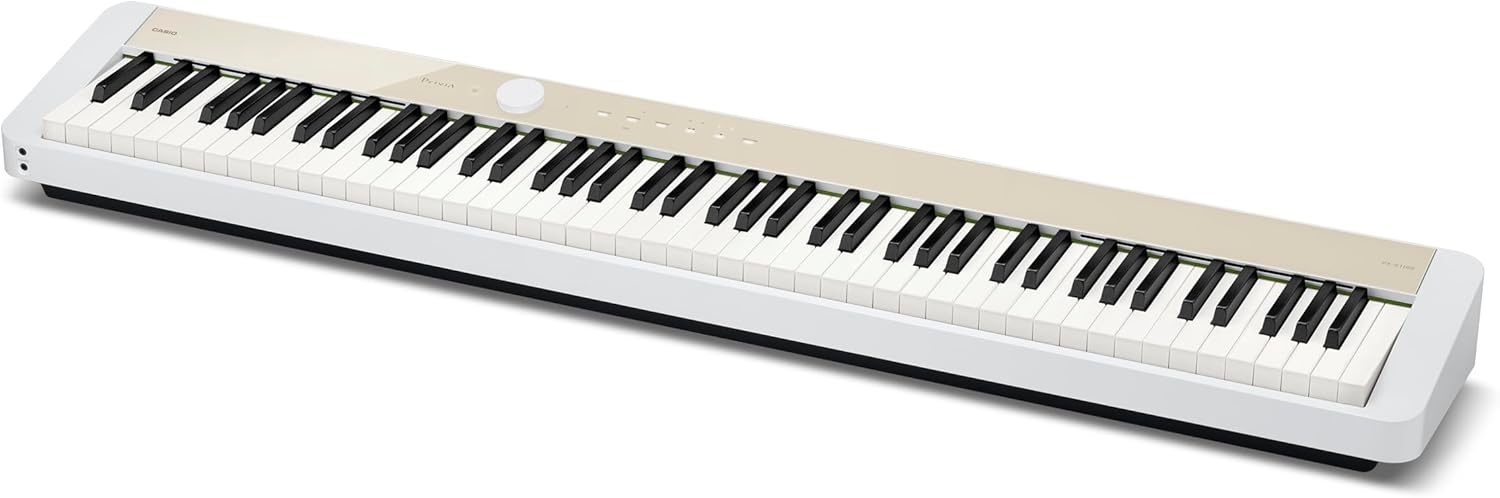 image:imageCasio Privia PXS1100 88Key TouchResponsive Weighted Digital Piano UltraPortable Superior Sound German Grand Tone Bluetooth Casio Music Space App Gloss Black FinishMellow Beige