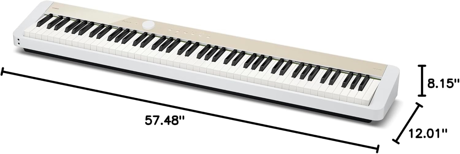 image:imageCasio Privia PXS1100 88Key TouchResponsive Weighted Digital Piano UltraPortable Superior Sound German Grand Tone Bluetooth Casio Music Space App Gloss Black FinishMellow Beige