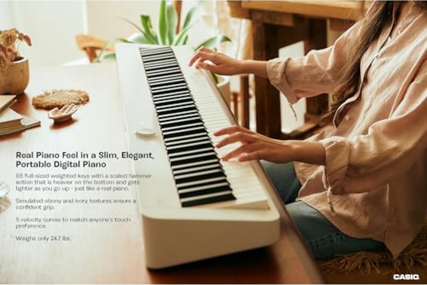image:imageCasio Privia PXS1100 88Key TouchResponsive Weighted Digital Piano UltraPortable Superior Sound German Grand Tone Bluetooth Casio Music Space App Gloss Black FinishWhite