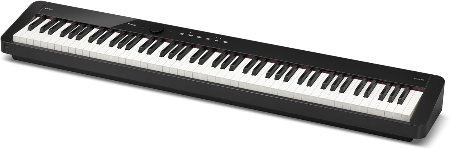 image:imageCasio Privia PXS5000 Portable Digital Piano with 88 Hybrid Weighted Keys 23 Tones Touch Sensor Controls Sustain Pedal Bluetooth USB AC Adapter 16W Speakers Gloss Black Finish PXS5000BK
