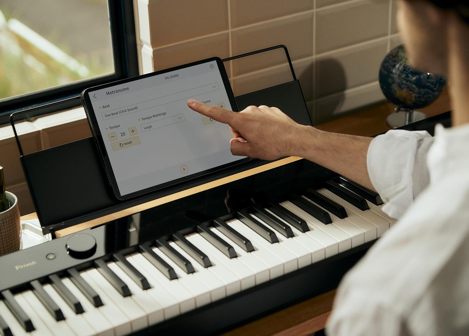 image:imageCasio Privia PXS5000 Portable Digital Piano with 88 Hybrid Weighted Keys 23 Tones Touch Sensor Controls Sustain Pedal Bluetooth USB AC Adapter 16W Speakers Gloss Black Finish PXS5000BK