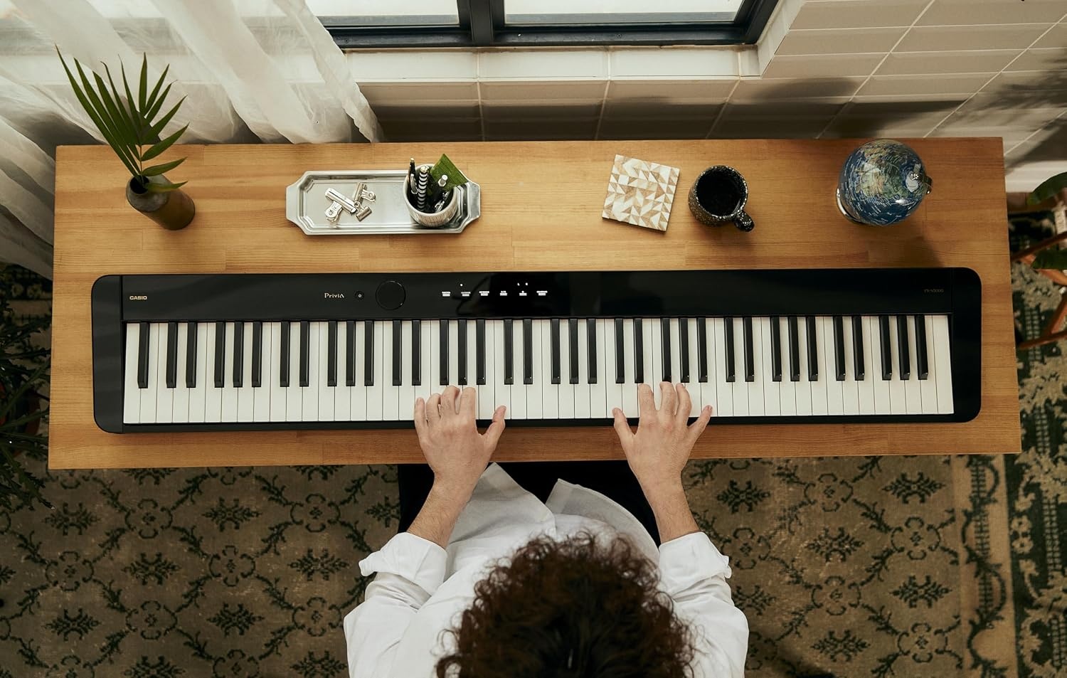 image:imageCasio Privia PXS5000 Portable Digital Piano with 88 Hybrid Weighted Keys 23 Tones Touch Sensor Controls Sustain Pedal Bluetooth USB AC Adapter 16W Speakers Gloss Black Finish PXS5000BK