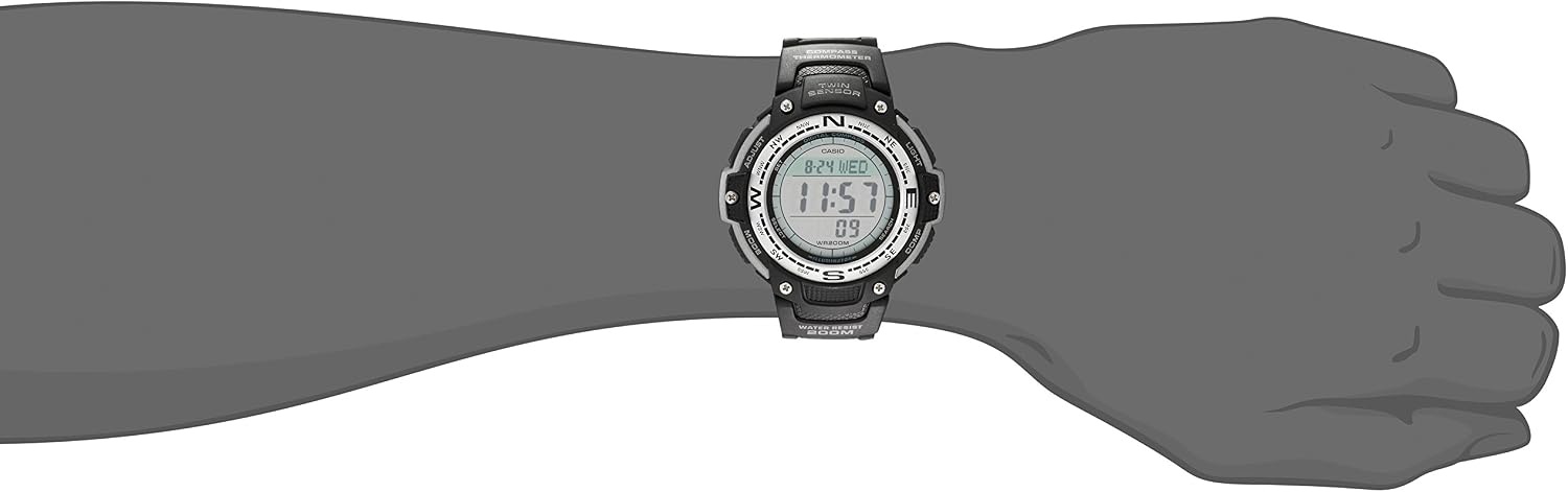 image:imageCasio SGW100 Series Digital Watch amp Compass 200M WR 100 SEC Stopwatch Twin Sensor for Direction amp Temperature Low Temp Resistant World Time Auto Calendar Multi AlarmBlack