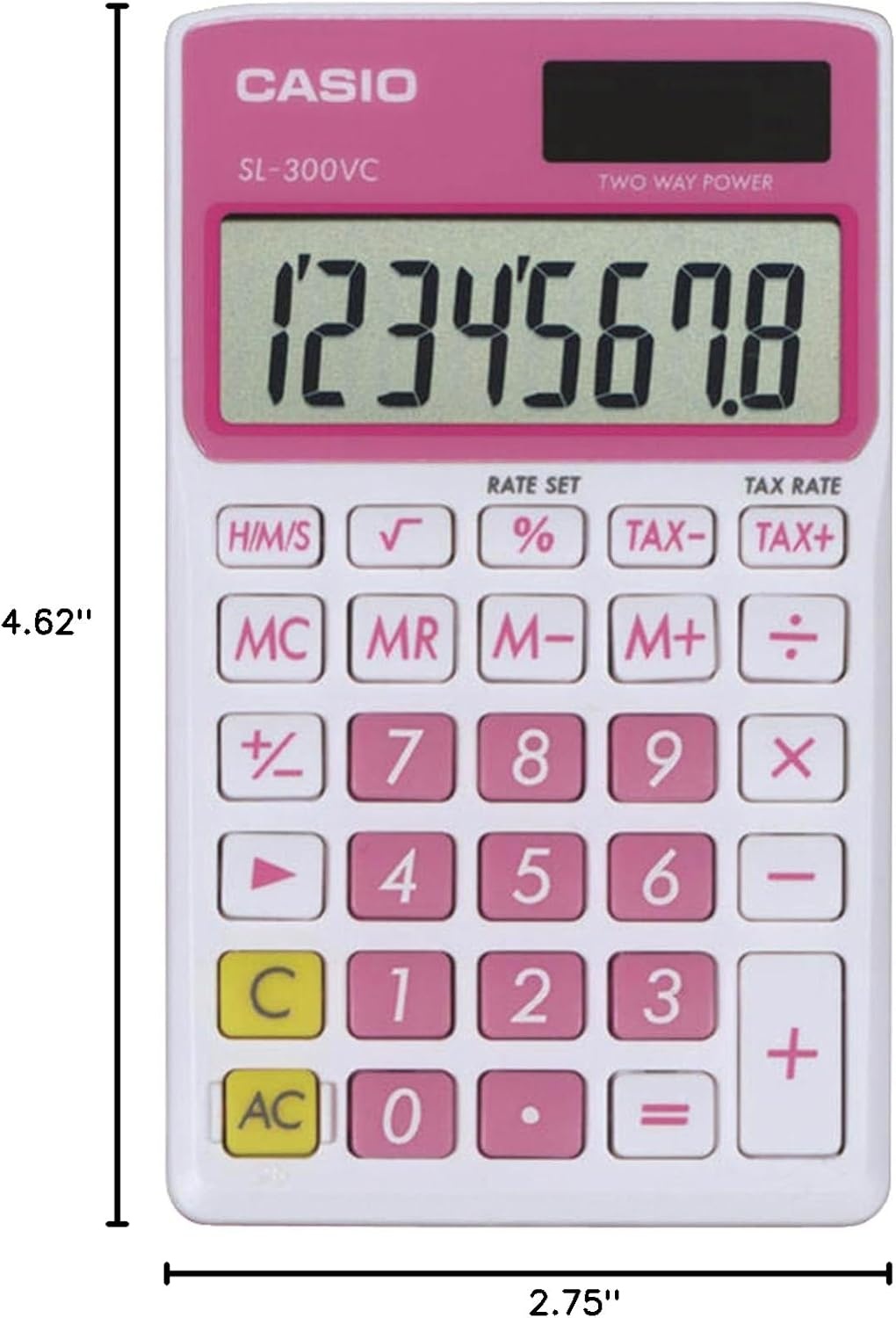 image:imageCasio SL300VC Solar Powered Standard Function Calculator BluePink