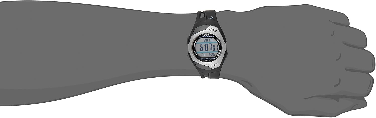image:imageCasio STR300 Series Classic Dive Style 50M WR 1100 SEC Stop Watch with 60 Lap Memory Countdown Timer Multi Alarm Dual Time LED Light Auto Calendar 10 Year BatteryBlack