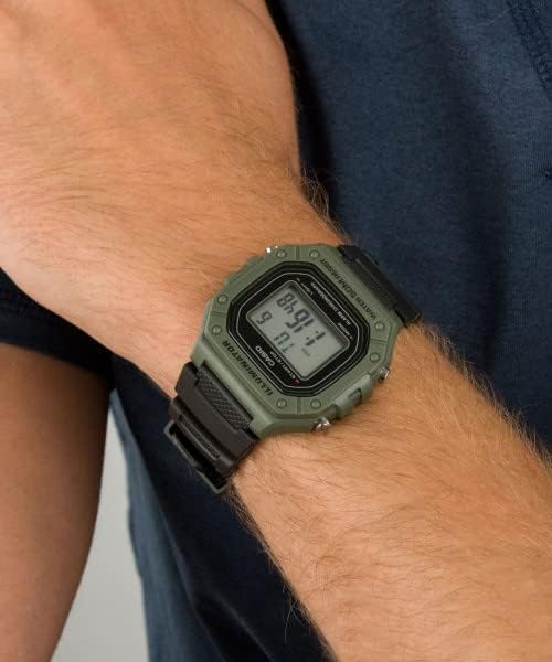 image:imageCasio W218H Series Mens Digital Watch 50M WR 1100 Second Stopwatch 100 SEC Chronograph LED Backlight Countdown Timer Daily Alarm Hourly Time Signal 7 Year BatteryBlackGreen