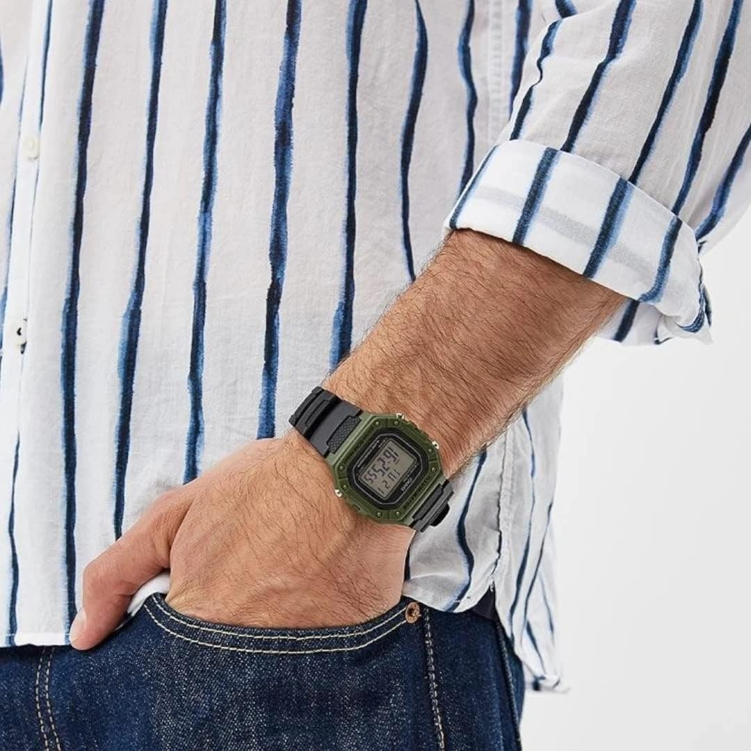 image:imageCasio W218H Series Mens Digital Watch 50M WR 1100 Second Stopwatch 100 SEC Chronograph LED Backlight Countdown Timer Daily Alarm Hourly Time Signal 7 Year BatteryBlackGreen