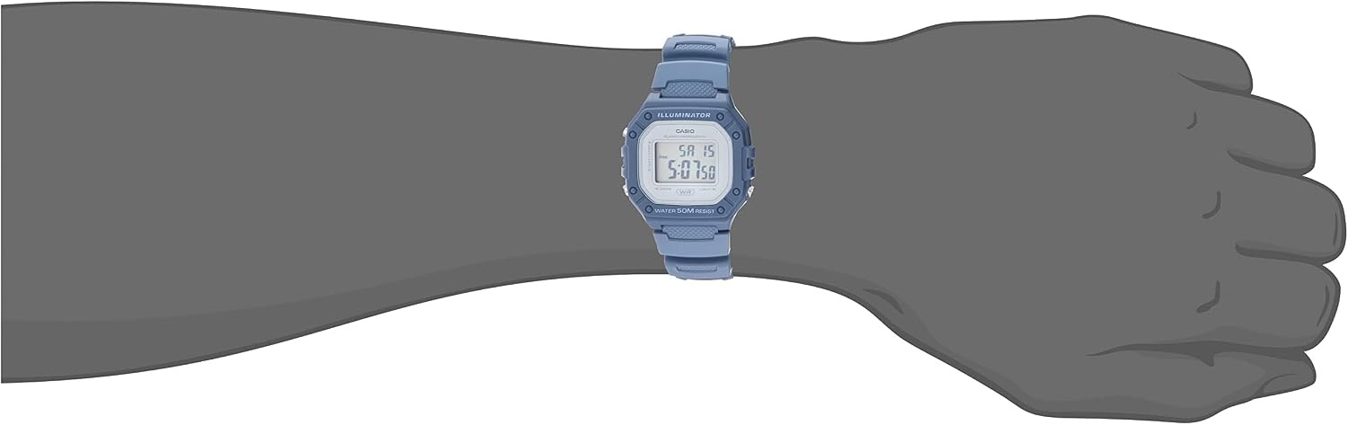 image:imageCasio W218H Series Mens Digital Watch 50M WR 1100 Second Stopwatch 100 SEC Chronograph LED Backlight Countdown Timer Daily Alarm Hourly Time Signal 7 Year BatteryMedium Blue