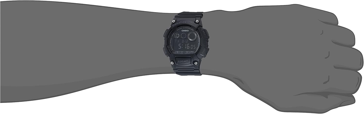 image:imageCasio W735H Series Mens Digital Watch 1100 SEC Stopwatch Countdown Timer Super Illuminator LED Light 100 M Water Resistance Daily Alarm Auto Calendar Dual Time 10 Yr BatteryBlack