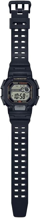 image:imageCasio W737HX Series Mens Digital Watch BlackXL Strap 1100 SEC Stopwatch Countdown Timer Super Illuminator LED Light 100M WR Daily Alarm Auto Calendar Dual Time 10 Yr BatteryBlack