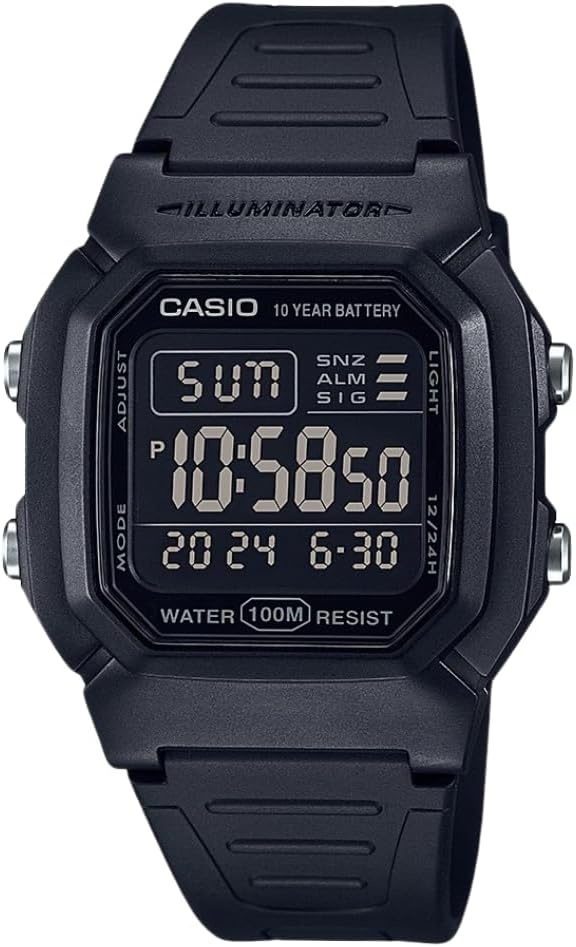 image:imageCasio W800HG Series Mens Digital Watch 100 Meter Water Resistance Multi Function Alarm 100 SEC Stopwatch Auto Calendar Countdown Timer LED Light Dual Time 10 Year BatteryBlack