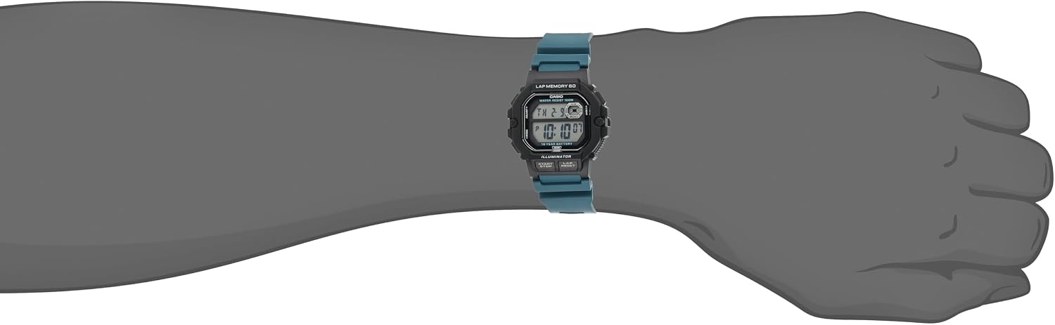 image:imageCasio WS1300H Series Digital Watch 100 Meter Water Resistance LED Backlight 1100 SEC Stopwatch Tide Graph Coundtown Timer LED Light Multi Function Alarms 10 Year BatteryGreen