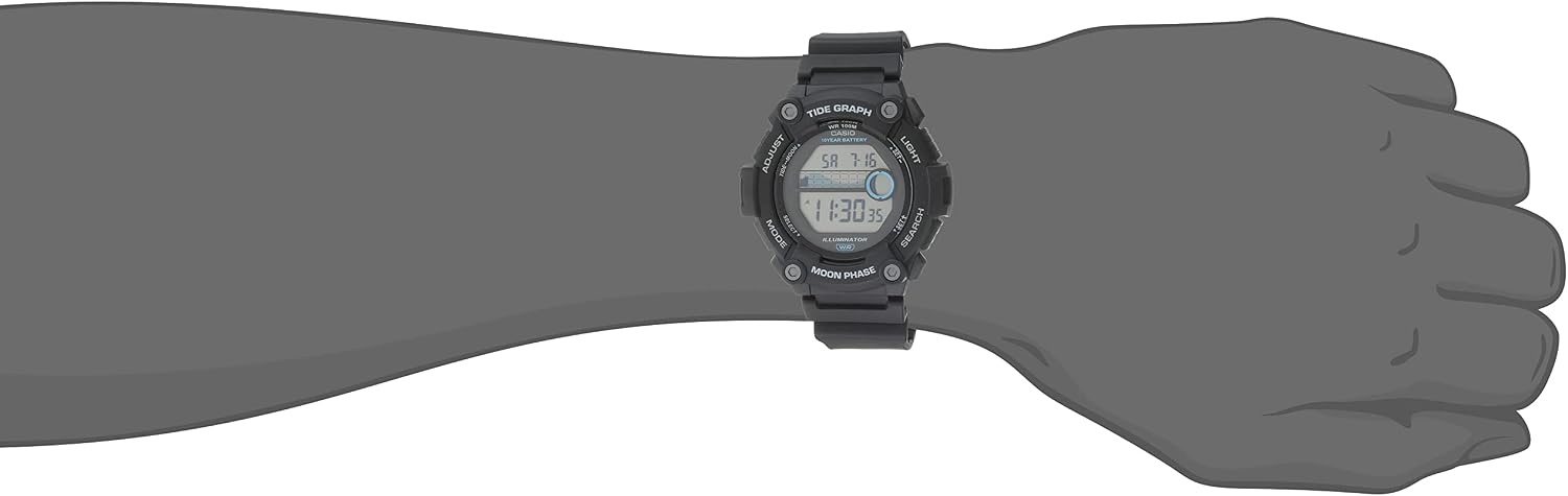image:imageCasio WS1300H Series Digital Watch 100 Meter Water Resistance LED Backlight 1100 SEC Stopwatch Tide Graph Coundtown Timer LED Light Multi Function Alarms 10 Year BatteryBlack