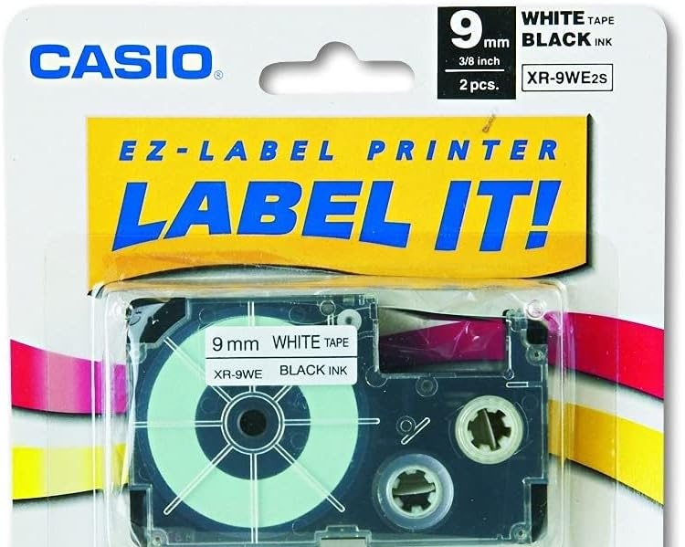 image:imageCasio XR9WE2S 9mm Labeling Tape Black on White 2Pack 9mm x 26 XR9WE2S