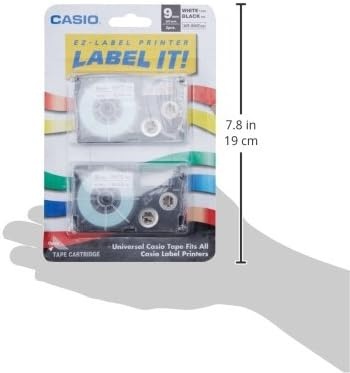 image:imageCasio XR9WE2S 9mm Labeling Tape Black on White 2Pack 9mm x 26 XR9WE2S