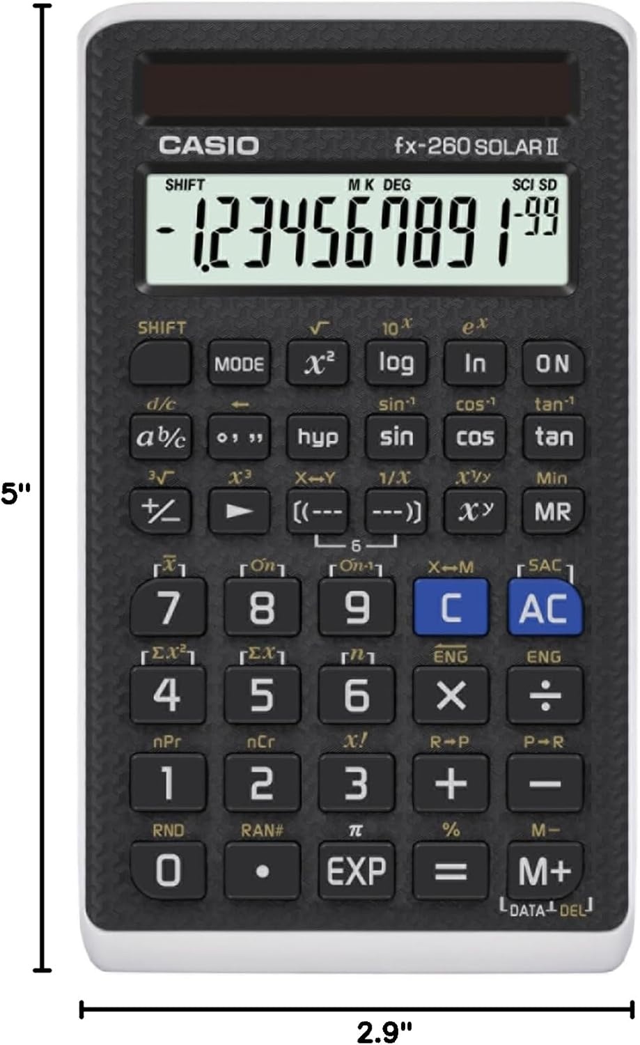 image:imageCasio fx260 Solar II Scientific Calculator 10Digit Display Fraction amp Trig Functions Ideal for Middle School High School Math Algebra Trigonometry Solar PoweredBlack