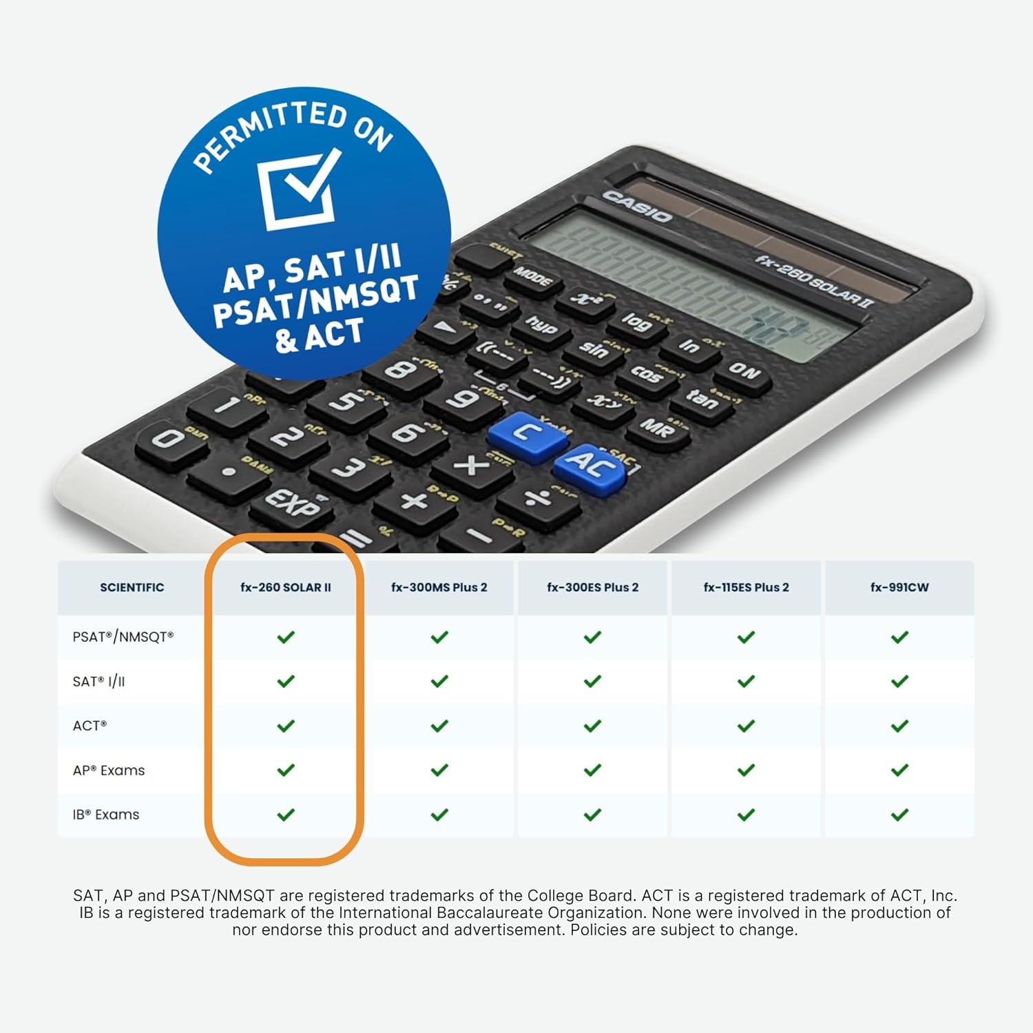 image:imageCasio fx260 Solar II Scientific Calculator 10Digit Display Fraction amp Trig Functions Ideal for Middle School High School Math Algebra Trigonometry Solar PoweredBlack