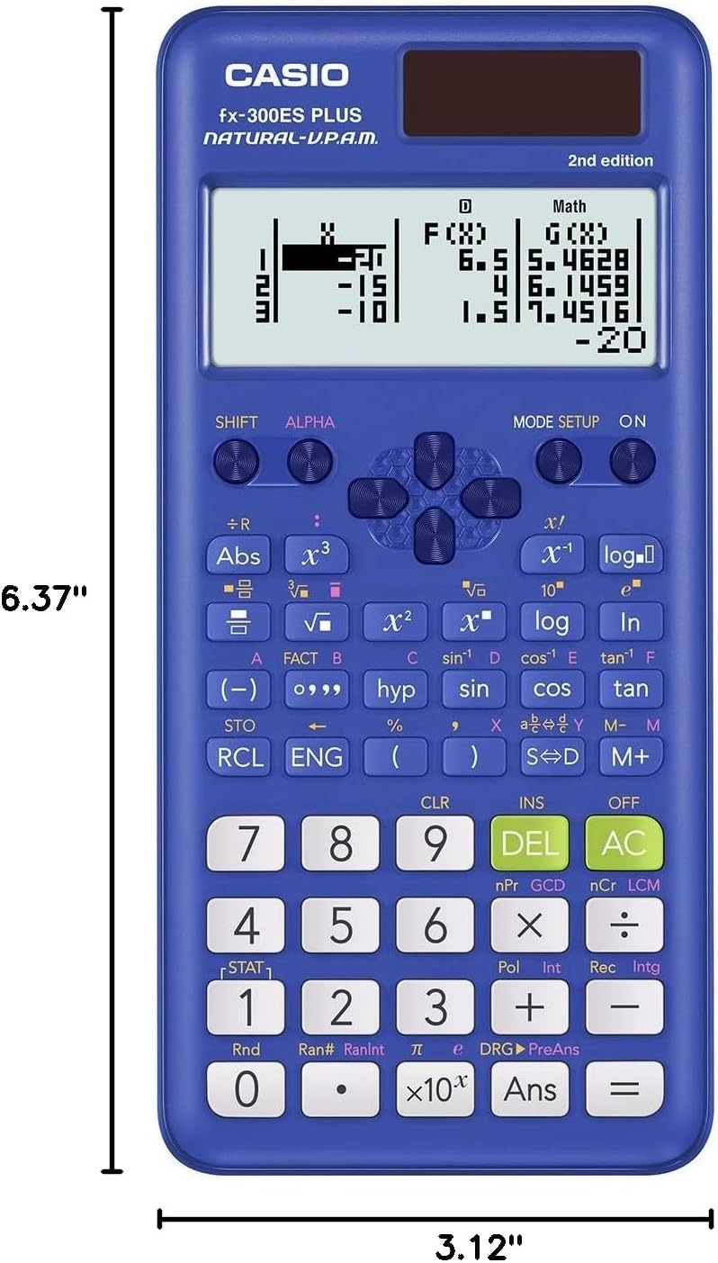 image:imageCasio fx300ES Plus 2nd Edition Standard Scientific Calculator 262 Functions Natural Textbook Display Ideal for Middle High School Math Statistics amp Algebra BlackBlue