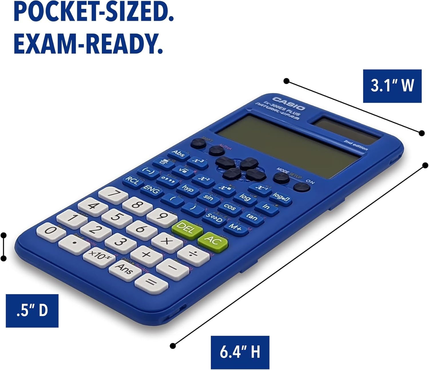 image:imageCasio fx300ES Plus 2nd Edition Standard Scientific Calculator 262 Functions Natural Textbook Display Ideal for Middle High School Math Statistics amp Algebra BlackBlue