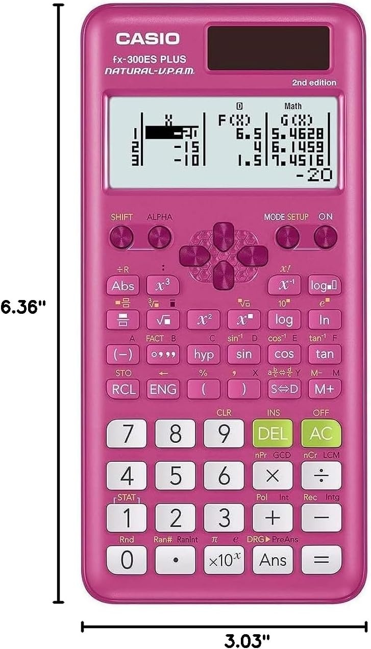 image:imageCasio fx300ES Plus 2nd Edition Standard Scientific Calculator 262 Functions Natural Textbook Display Ideal for Middle High School Math Statistics amp Algebra BlackPink