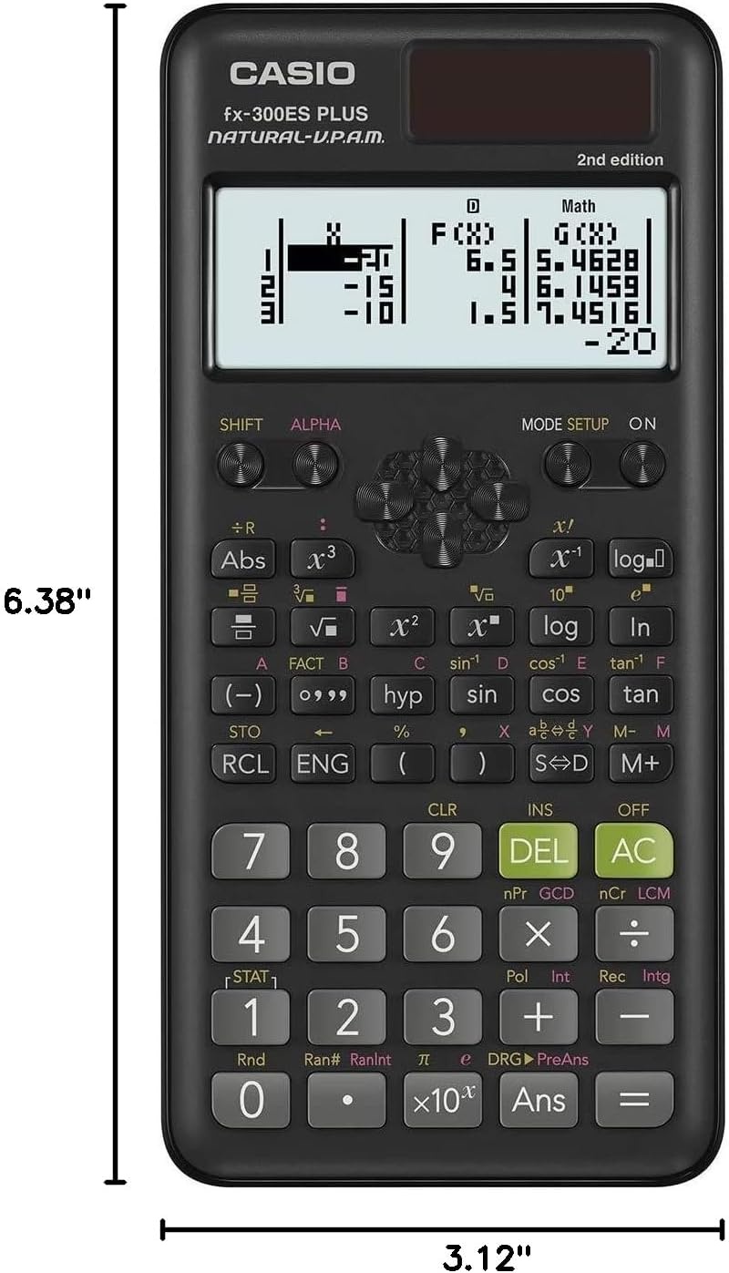 image:imageCasio fx300ES Plus 2nd Edition Standard Scientific Calculator 262 Functions Natural Textbook Display Ideal for Middle High School Math Statistics amp Algebra BlackBlack