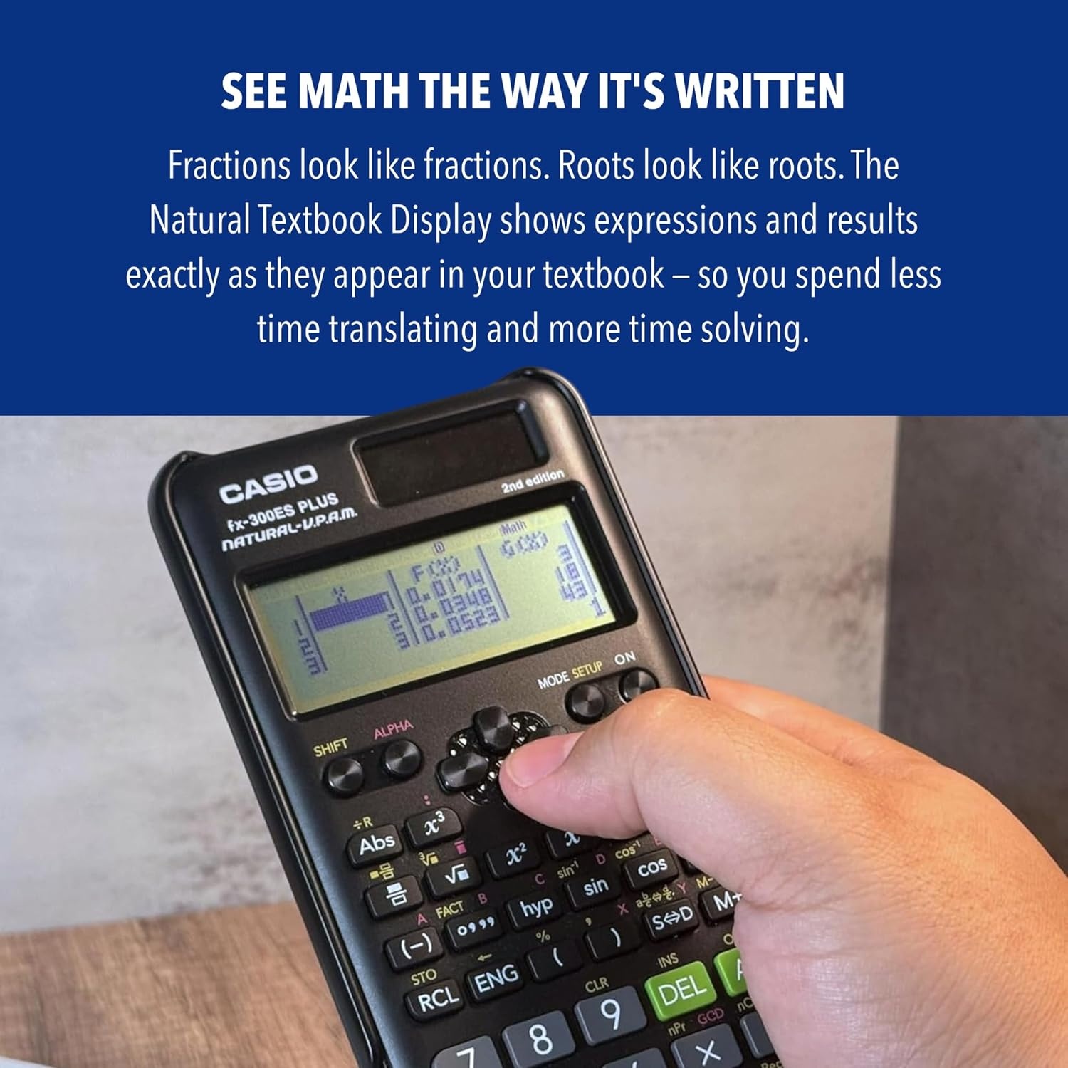 image:imageCasio fx300ES Plus 2nd Edition Standard Scientific Calculator 262 Functions Natural Textbook Display Ideal for Middle High School Math Statistics amp Algebra BlackBlack