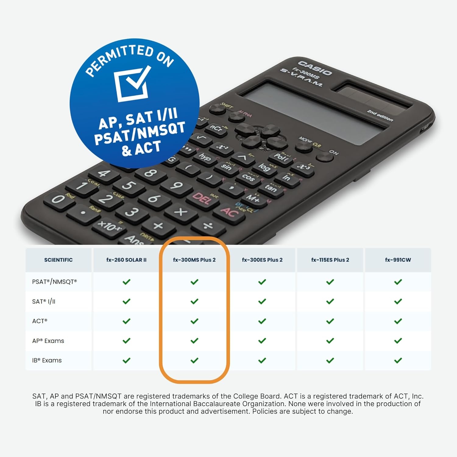 image:imageCasio fx300MS Plus 2nd Edition Standard Scientific Calculator with 2Line Display 10Digit LCD Trig Stats Fractions Ideal for High School Algebra Trigonometry amp Test PrepCalculator