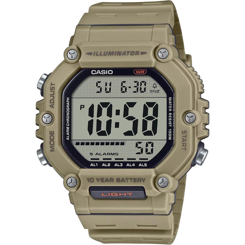 image:imageCasio AE1600H Series Black 10Year Battery LED Illuminator Digital WatchBeige