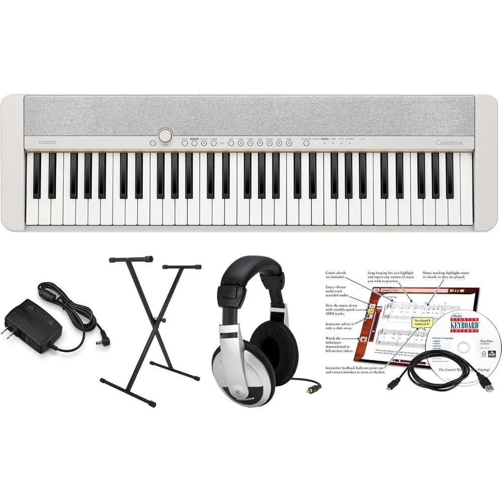 image:imageCasio Casiotone CTS1 61Key TouchSensitive Retro Keyboard Sleek Portable Design for Beginners to Pros Stereo Grand Piano 60 AiX Tones USBMIDI Connectivity RedSilver
