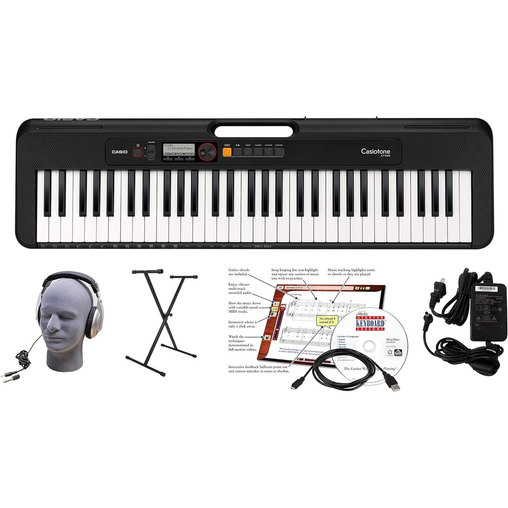 image:imageCasio Casiotone CTS200RD 61Key Portable Keyboard for Beginners 400 Tones 77 Rhythms LCD Display Dance Music Mode USBMIDI Stereo Speakers Includes Power Supply amp Music Rest RedBlack
