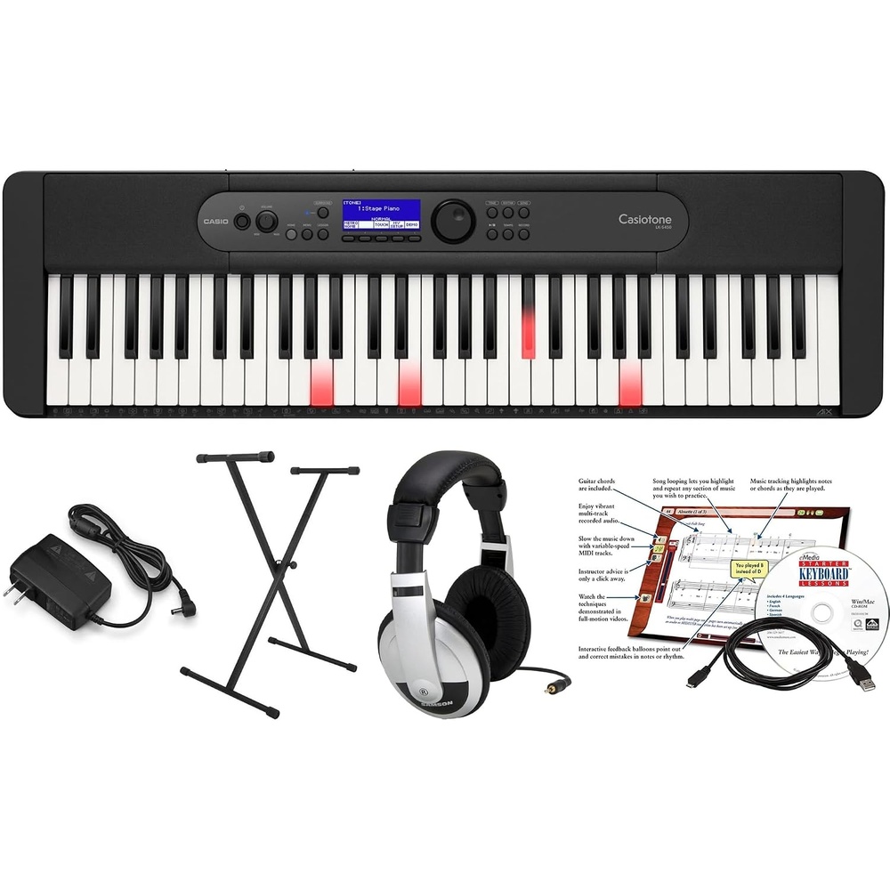 image:imageCasio Casiotone LKS450 61Key TouchResponsive Portable Keyboard with Key Lighting System 600 Tones 200 Rhythms StepUp Lessons USBMIDI Surround Sound Chordana App CompatibleEducational Pack