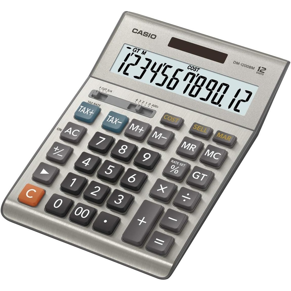 image:imageCasio DM1200BM Business Desktop Calculator with CostSellMargin amp Tax Keys ExtraLarge 12Digit Display Kickstand Ideal for Office amp Finance Use SilverCalculator