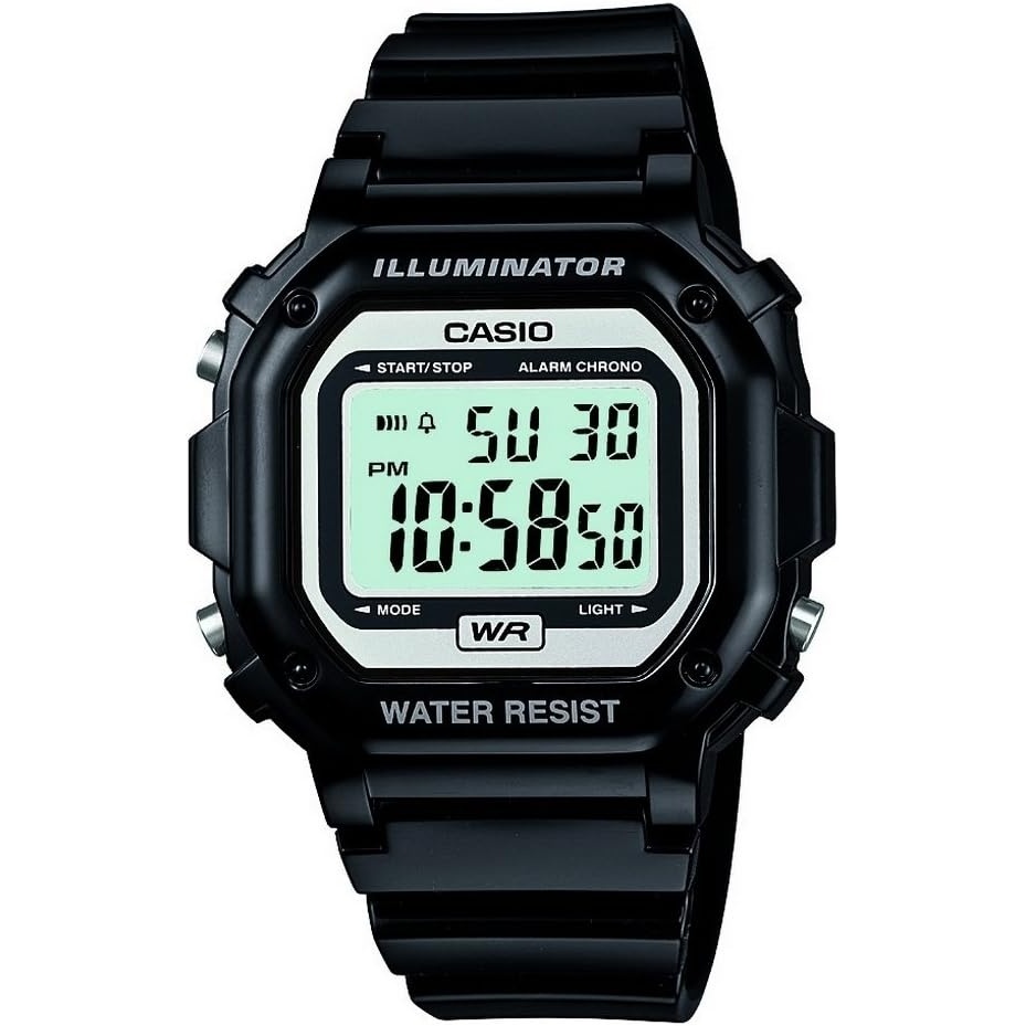 image:imageCasio F108WH Series Mens Digital Watch Illuminator Water Resistant LED Light Daily Alarm 1100 SEC Stopwatch 3 Hands HR Min SEC DateDay Display Daily Alarm 7 Year BatteryBlack