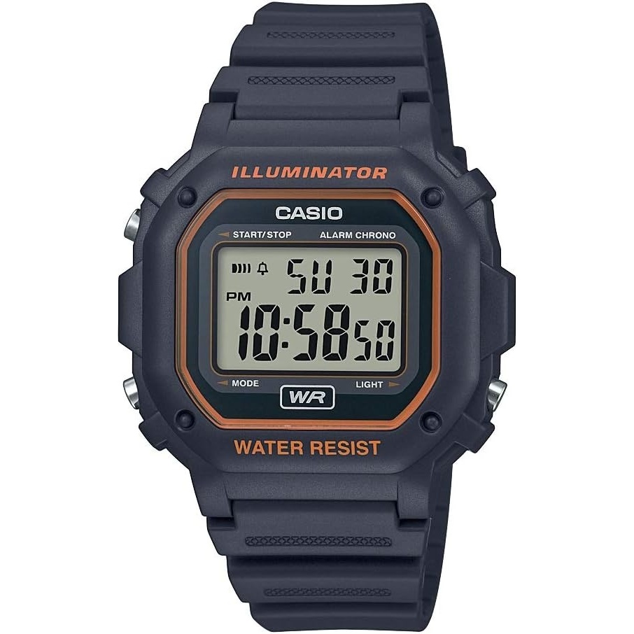 image:imageCasio F108WH Series Mens Digital Watch Illuminator Water Resistant LED Light Daily Alarm 1100 SEC Stopwatch 3 Hands HR Min SEC DateDay Display Daily Alarm 7 Year BatteryGray
