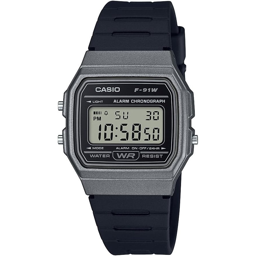 image:imageCasio F91W Series Digital Watch Water Resistant LED Light 1100 SEC Stopwatch Regular Time Keeping HR Min SEC PM Date Day Daily Alarm Lightweight 7 Year BatteryGrey