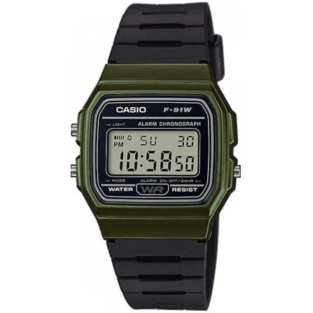 image:imageCasio F91W Series Digital Watch Water Resistant LED Light 1100 SEC Stopwatch Regular Time Keeping HR Min SEC PM Date Day Daily Alarm Lightweight 7 Year BatteryGreen