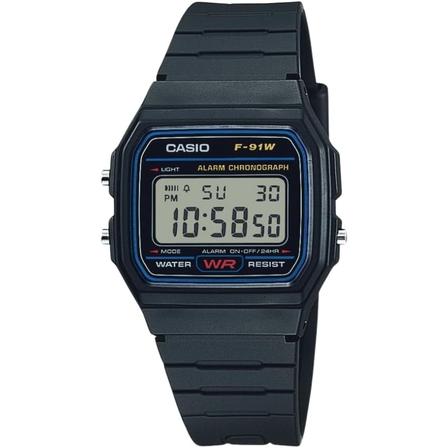 image:imageCasio F91W Series Digital Watch Water Resistant LED Light 1100 SEC Stopwatch Regular Time Keeping HR Min SEC PM Date Day Daily Alarm Lightweight 7 Year BatteryBlack