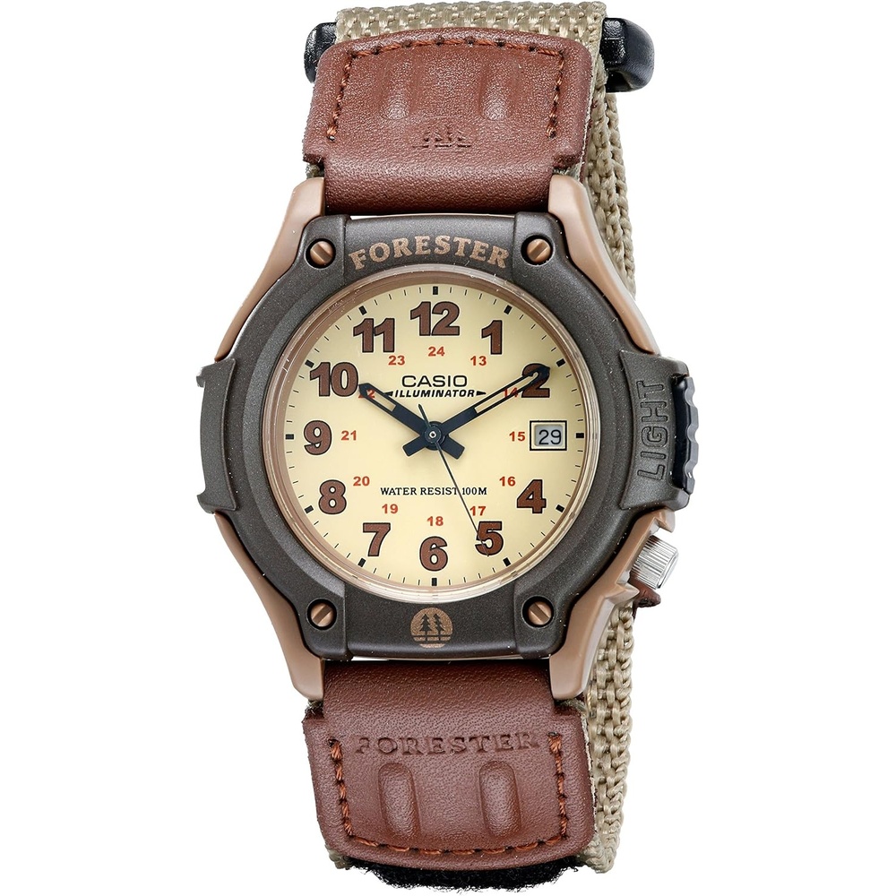 image:imageCasio FT500WC Series Mens Analog Watch 100 Meter Water Resistance LED Light Date Display LeatherCloth Band Regular Time Keeping HR Min SEC PM Date Day 3 Year BatteryBrown