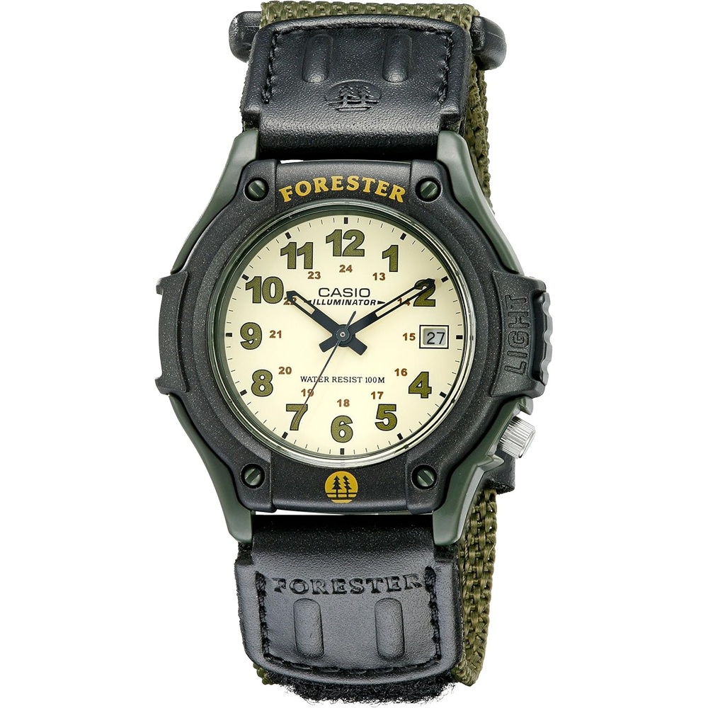 image:imageCasio FT500WC Series Mens Analog Watch 100 Meter Water Resistance LED Light Date Display LeatherCloth Band Regular Time Keeping HR Min SEC PM Date Day 3 Year BatteryGreen